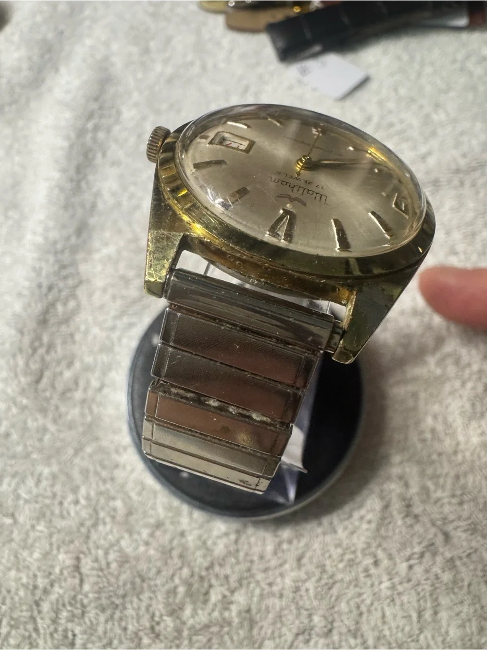 Waltham Men's Gold-Tone Shock Resistant Watch - Silver Dial